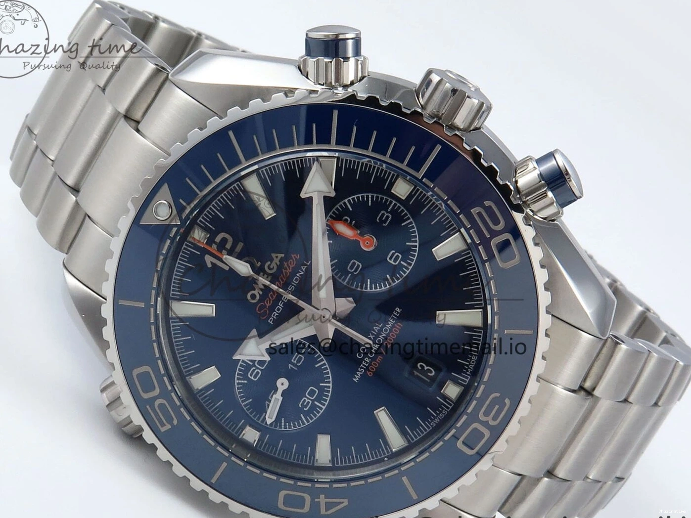 0407 Planet Ocean Master Chronometer 600M 45.5mm SS SCF 1:1 Best Edition Blue Bezel Blue Dial on SS Bracelet A9900 Super Clone Lightweight 7676